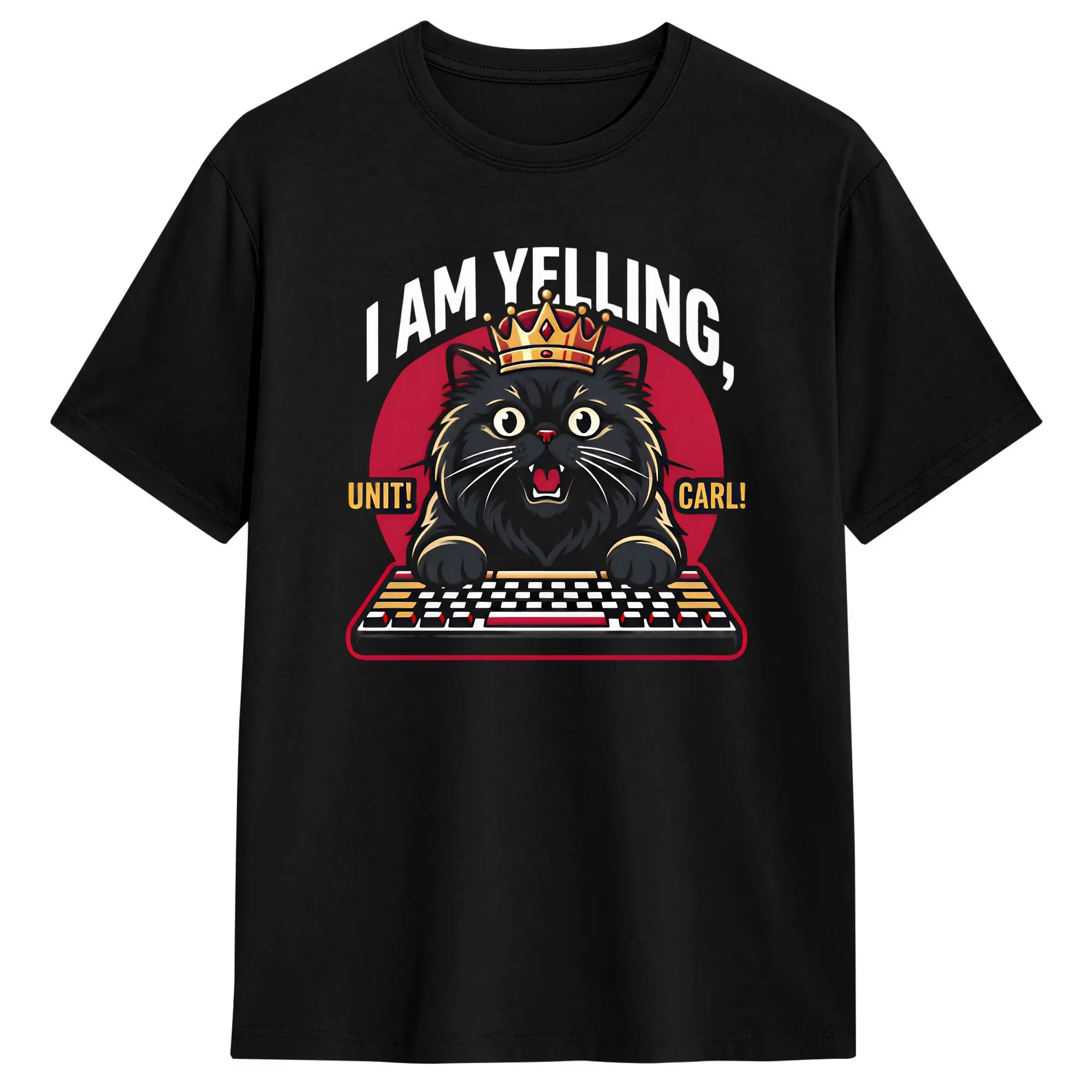 I Am Yelling Carl Donut Cat Meme T-Shirt Summer  Cotton T-Shirts For Man Fashion Loose Tshirt Short Sleeve Funny Clothes