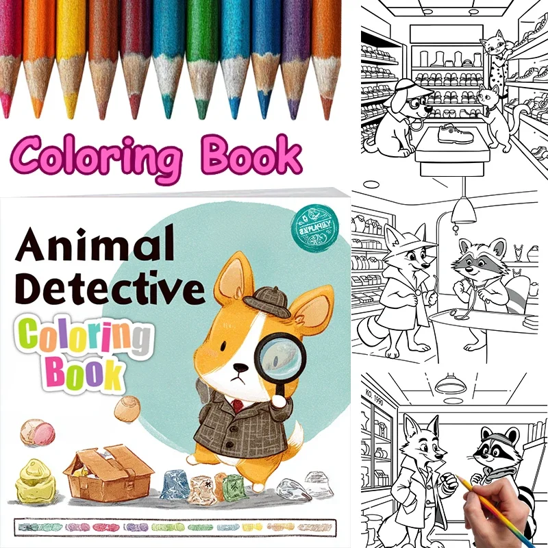 Animal Detective Coloring Book for Adult | 28 Pages Colouring Book, Drawing Supplies for Christmas, Thanksgiving