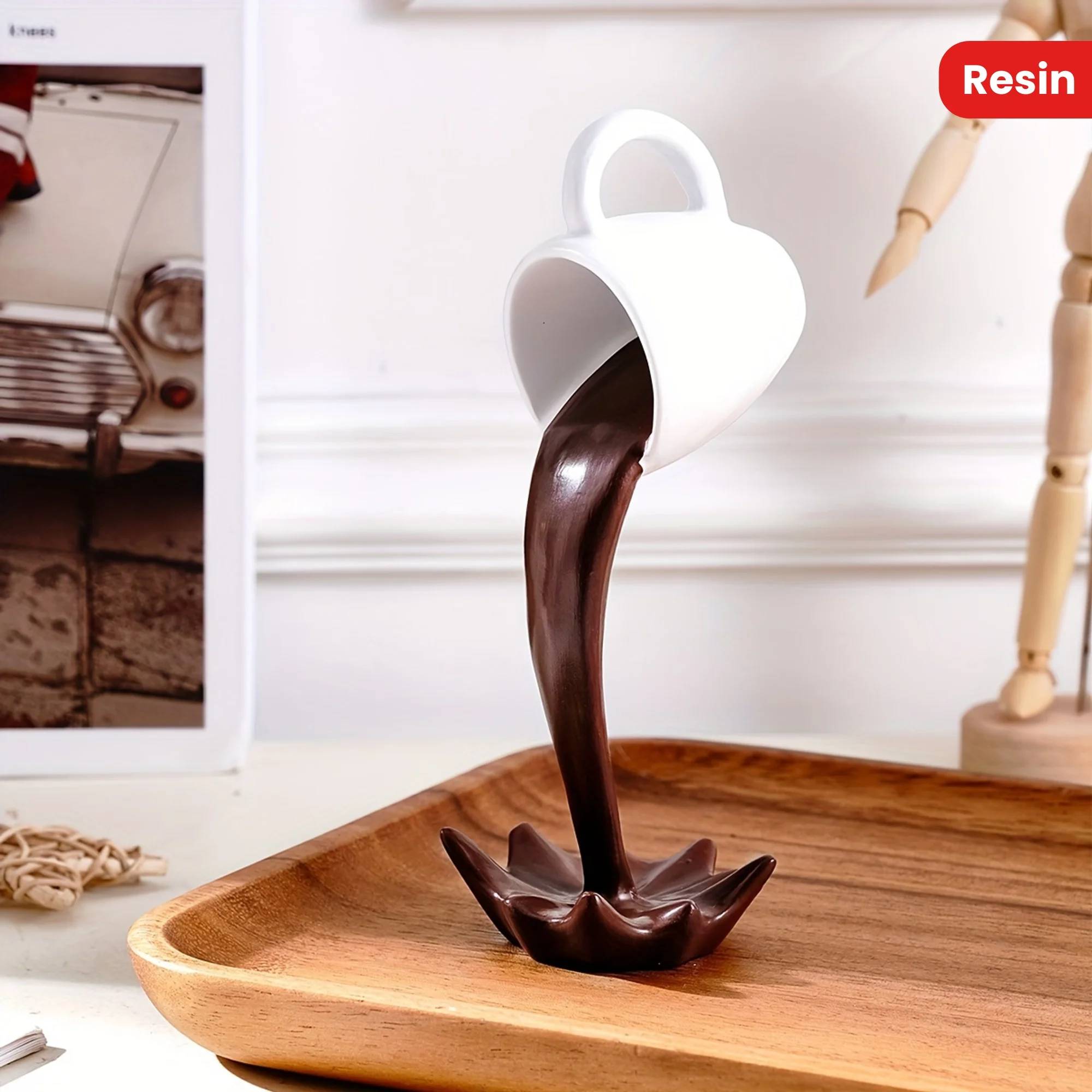 Anti-Gravity Coffee Cup Creative Inverted Mug Sculpture Fun Home & Cafe Decor Unique Photography Prop Novelty Desk Ornament