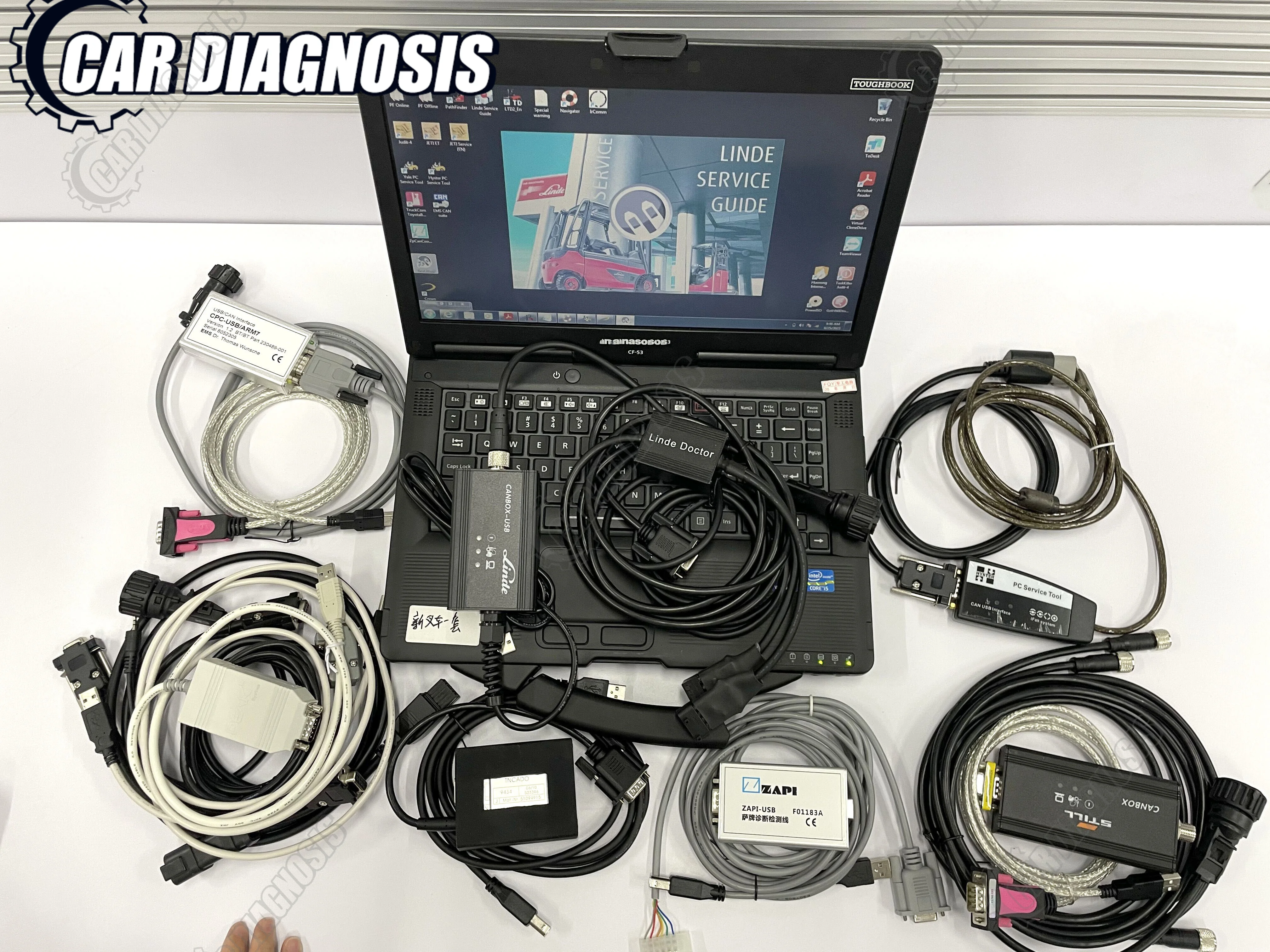 Forklift for Linde canbox doctor Judit box Incado Zapi Still canbox toyota BT hyster crown Diagnosis Scanner Tool+CF53 Laptop