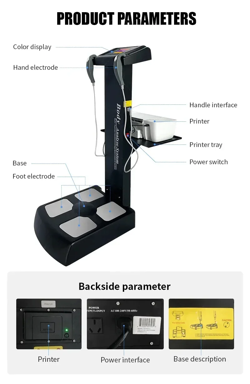 2025 Professional Intelligent Human Body     Scale Element Health Analyzer Machine Printer Body Composition with Result Sheet