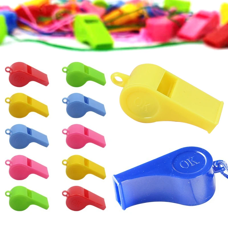 

5/10/20PCS Pack Colorful Whistle with Rope Multifunction Plastic Cheerleading Whistles Sport Game Cheering Prop Party Supply ZYF