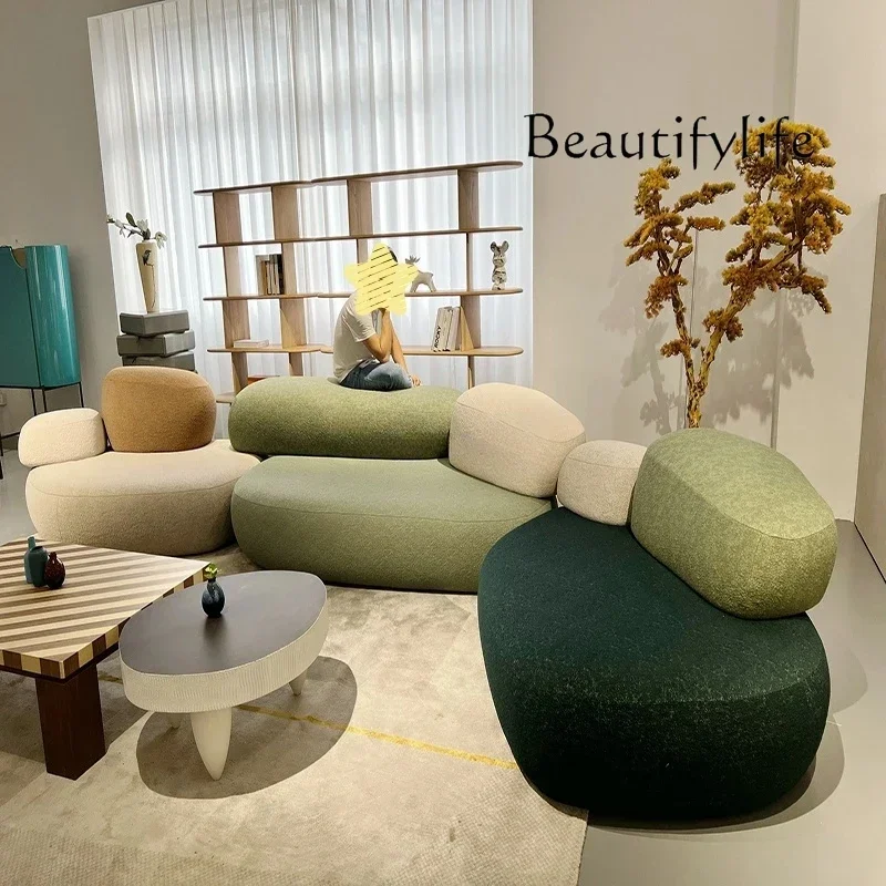 XB W Italian Pebble Sofa Designer Reception Area Creative Special-shaped Rock Curved Sofa Combination