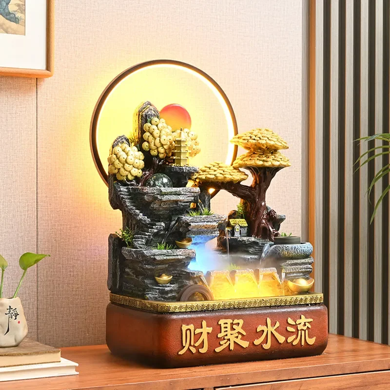 Rockery flowing water fountain living room circulating water landscape lucky feng shui wheel ornament