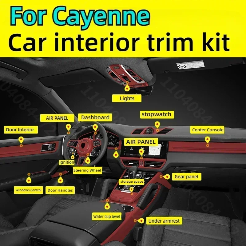 Original Car Bordeaux red car interior parts for Porsche Cayenne Coupe S Gts Turbo Screen Watch Sticker for Cayenne Accessories