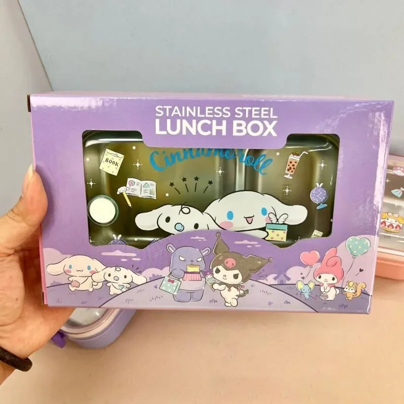 700Ml Sanrio Kuromi Lunch Box Kawaii My Melody Cinnamoroll Cartoon Large Capacity Student Portable Bento Box Household Tableware