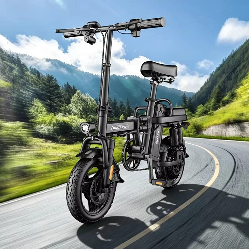 SOCILING 14 Inch Folding Electric Bike for Adults 500W Motor Removable 48V Lithium Battery 8 Shock Absorbers Dual Disc Brake City Commuter E-Bike with LED Headlight image 8