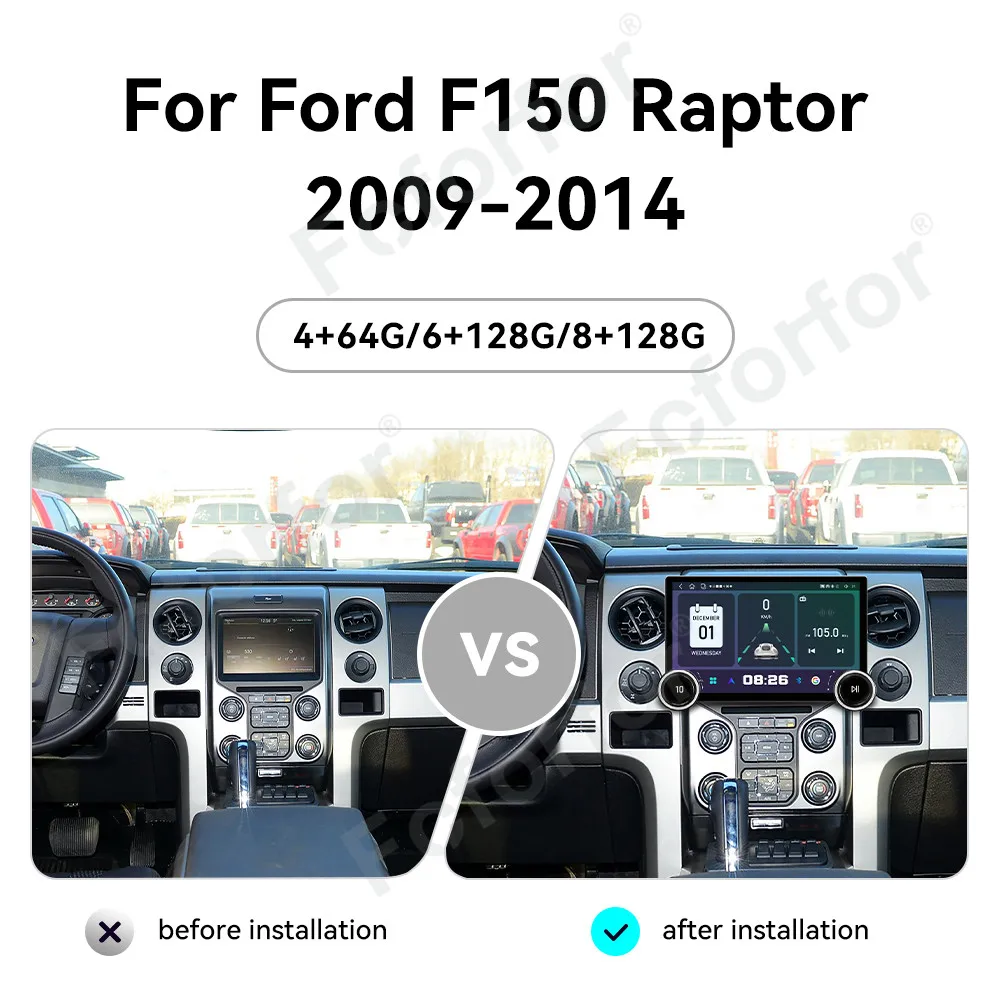 Android 15 Ultra Large Full HD Touch Display 11.5 Inch Wireless CarPlay GPS Navi Radio Head Unit For Ford F150 Raptor 2009-2014
