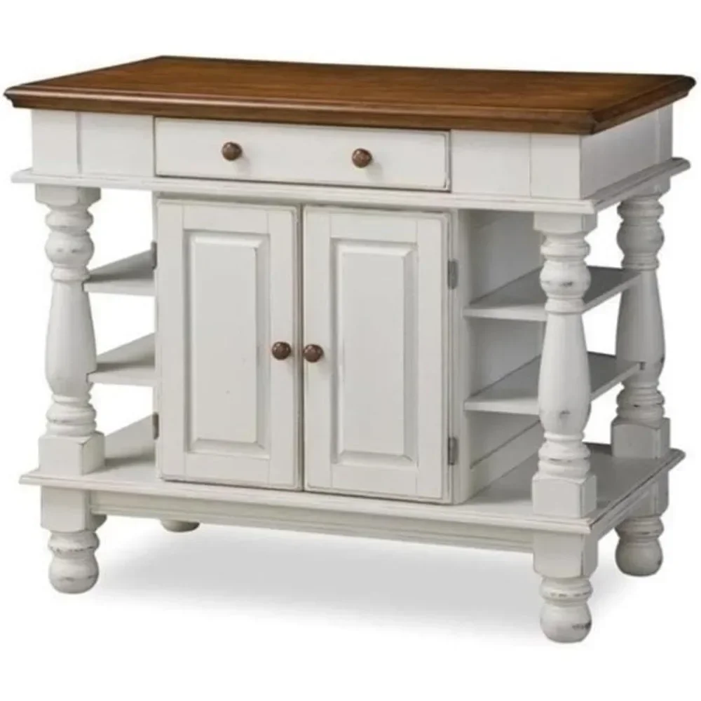

Traditional Wood Kitchen Island in Off White/Oak