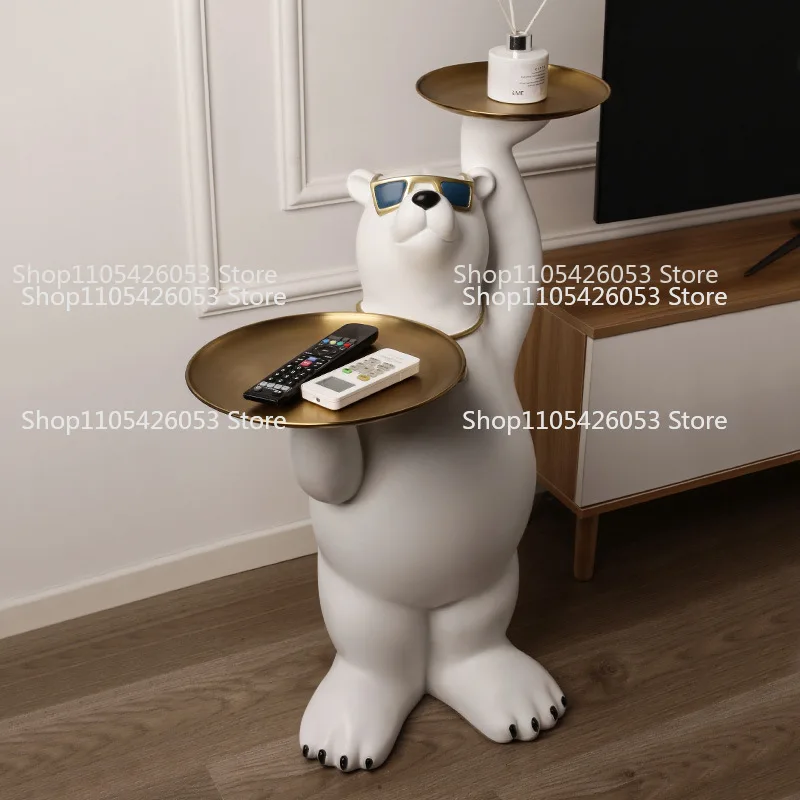 Creative large-scale floor-to-ceiling ornaments, tray storage next to the sofa in the living room, home decoration,