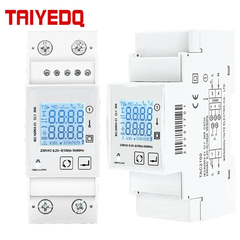 

1PC 5(100)A Single Phase 230V Din Rail Meter Electricity Kwh Meter Multi-function Energy Meter RS485 RTU Modbus SDM230-Modbus