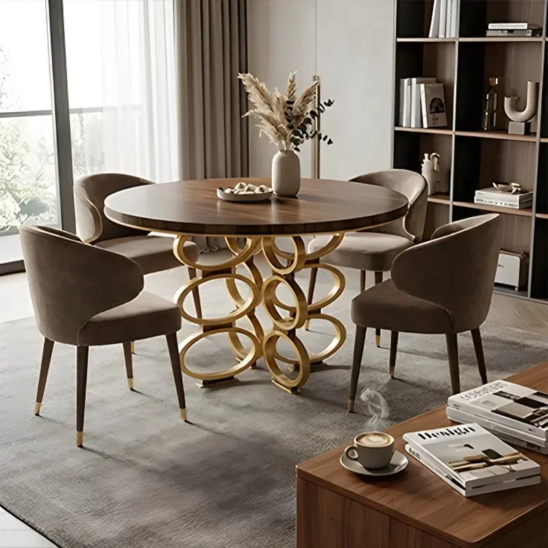 Golden Ring - Enhanced, Fashionable and High  End for Villa Model Room, Luxurious Round Dining Table  Roman  Style