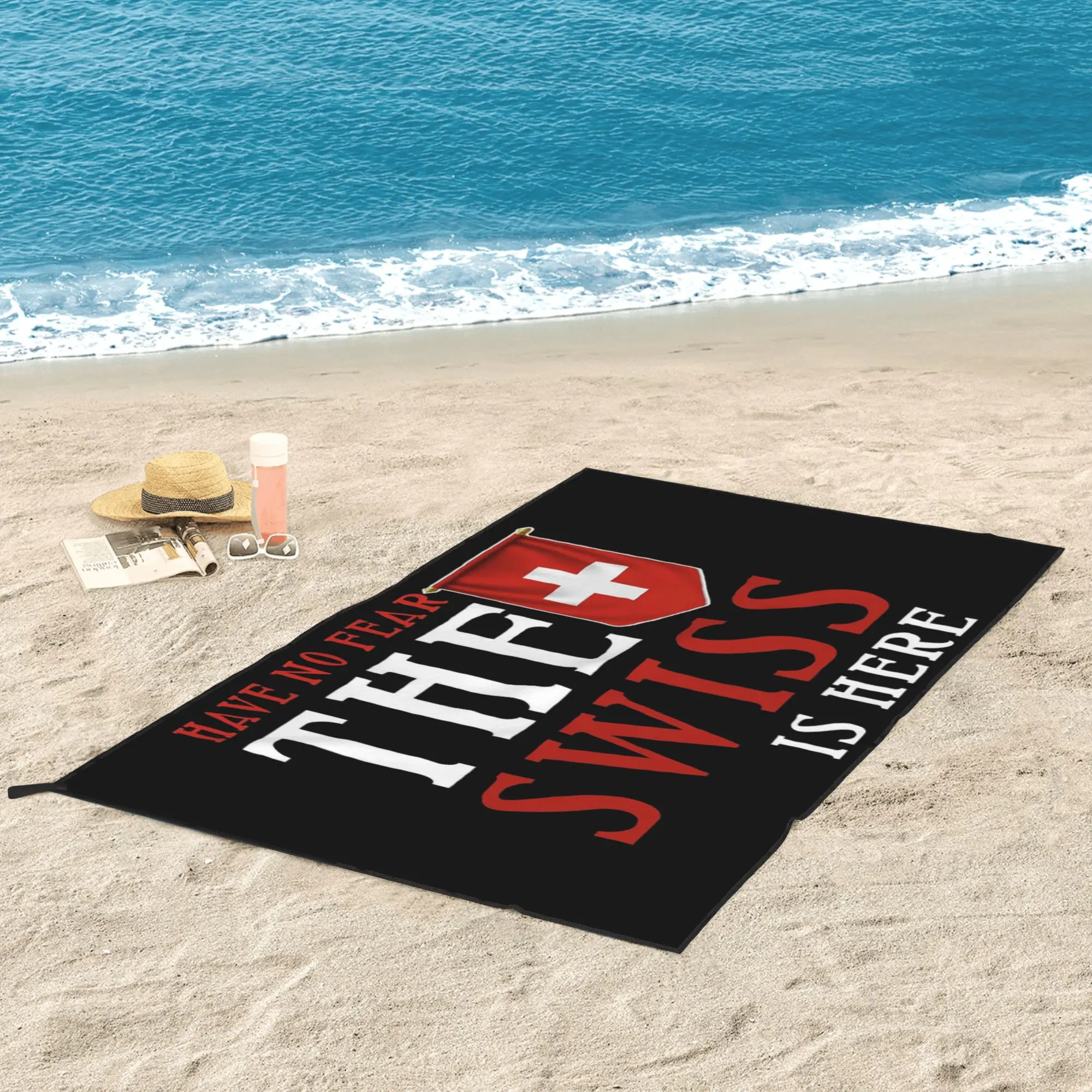 Swiss Switzerland Flag Beach Towel Soft Microfiber Quick Dry Absorbent Quick Towels For Mountain Climbing