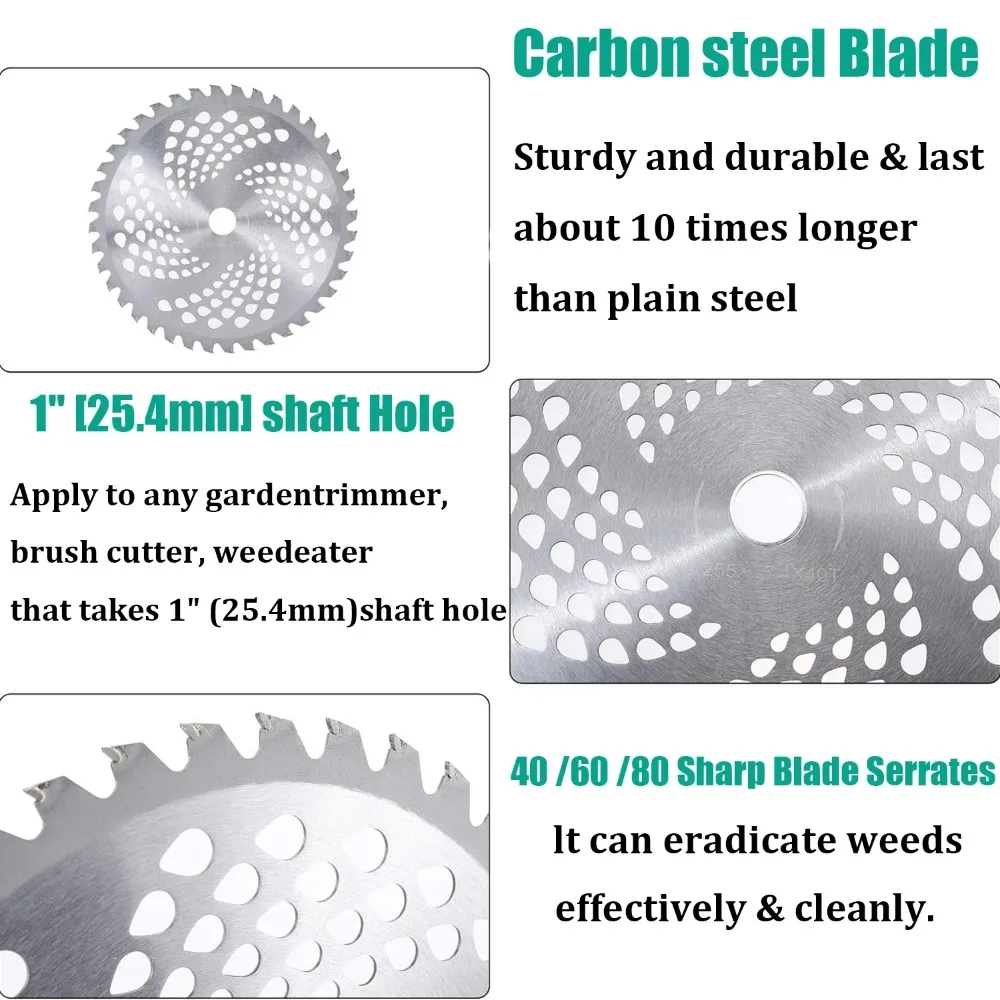1pc Durable 40/60/80 Teeth Mower Head, Blade Wood Mower Disc Fixed Four-Piece Set for Lawn Mower, Garden Weed Mower Parts
