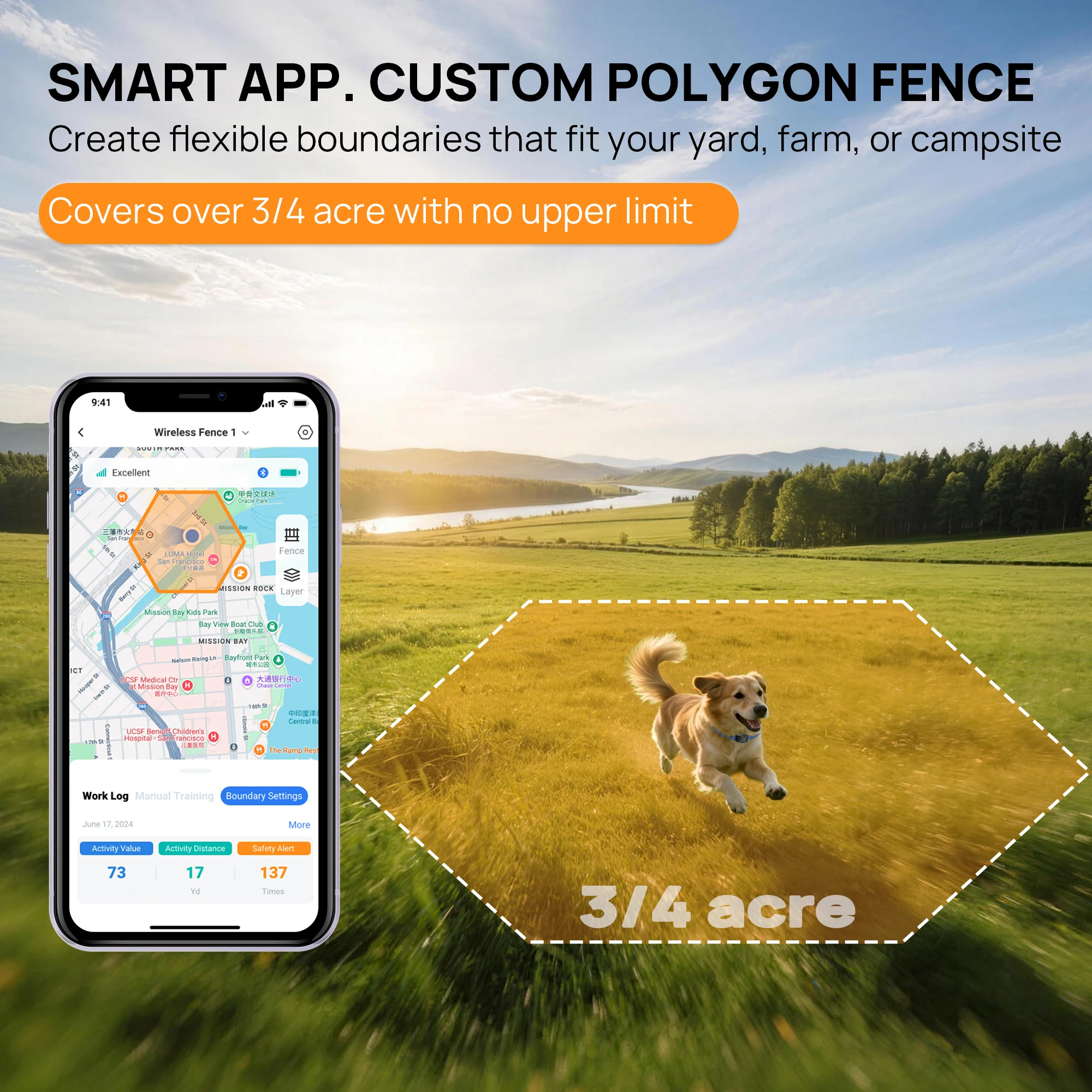 Pawsera Free App Wireless GPS Dog Fence with App-Controlled Boundaries Remote Training Collar GPS Pet Dog Fence System view 2