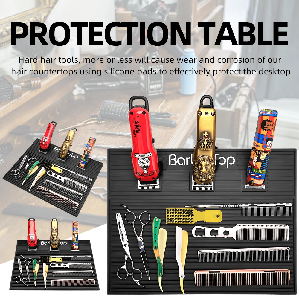 Barber Soft Silicone Magnetic Tray Hairdressing Antiskid Waterproof Flexible Rubber Storage Mat Salon Clippers Scissors Tools
