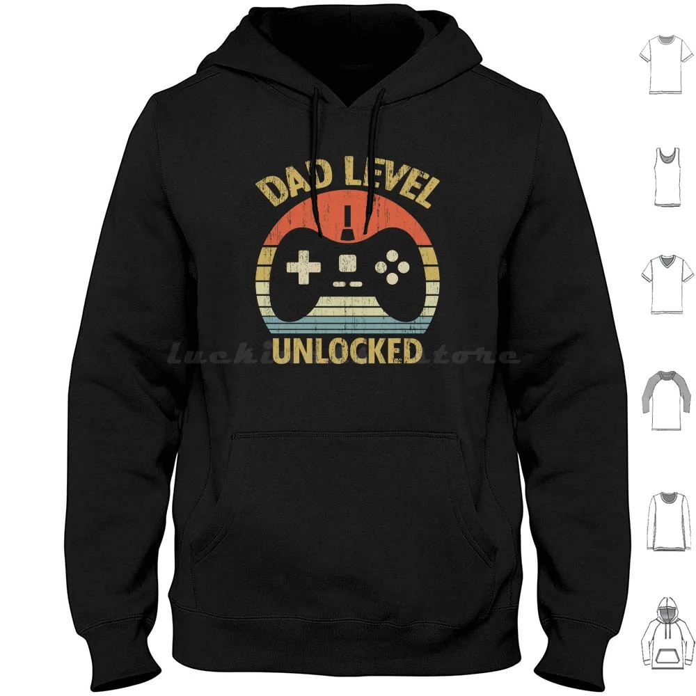 Dad Level Unlocked-New Dad First Time Dad Daddy To Be Fathers Day Gift Video Gamer Hoodies Long Sleeve Dad Daddy For