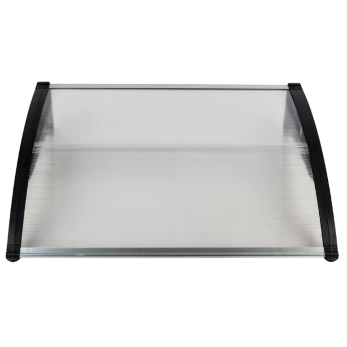 

40x32in Transparent Polycarbonate Awning | Black Plastic Brackets+Front-Rear Aluminum Strips - Secure, Sturdy & Easy to Install