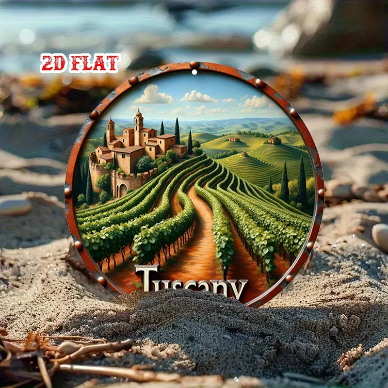 CIFBUY Rustic Italian Vineyard Landscape Aluminum Wall Art Metal Sign Waterproof Durable for Living Room Garage Home Decor