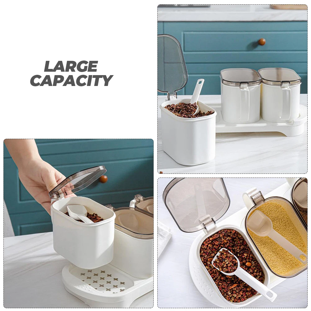 

Seasoning Box Set Dustproof Containers Spice Jars Condiment Pots Clear Lid Kitchen Storage PP Corrosion Resistant Easy Clean