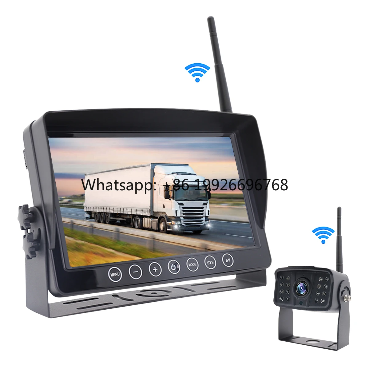 

Комплект беспроводной перезаряжаемой автомобильной системы заднего вида 9 дюймов с четырьмя экранами, 4-канальный AHD 1080P, 2 МП камеры