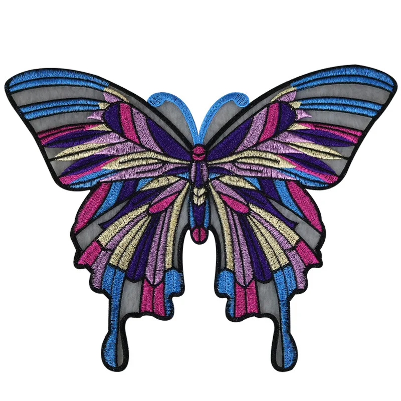 New Embroidery Butterfly Patch on Clothes Large Sew on Heat Transfer Fabric Applique Diy Repair Piece