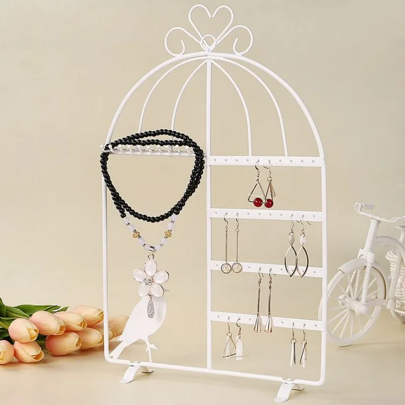 Iron Metal birdcage Jewelry Display Stand Organizer Rack Hanging Wall for Women Earrings Necklaces Bracelets Storage Holders