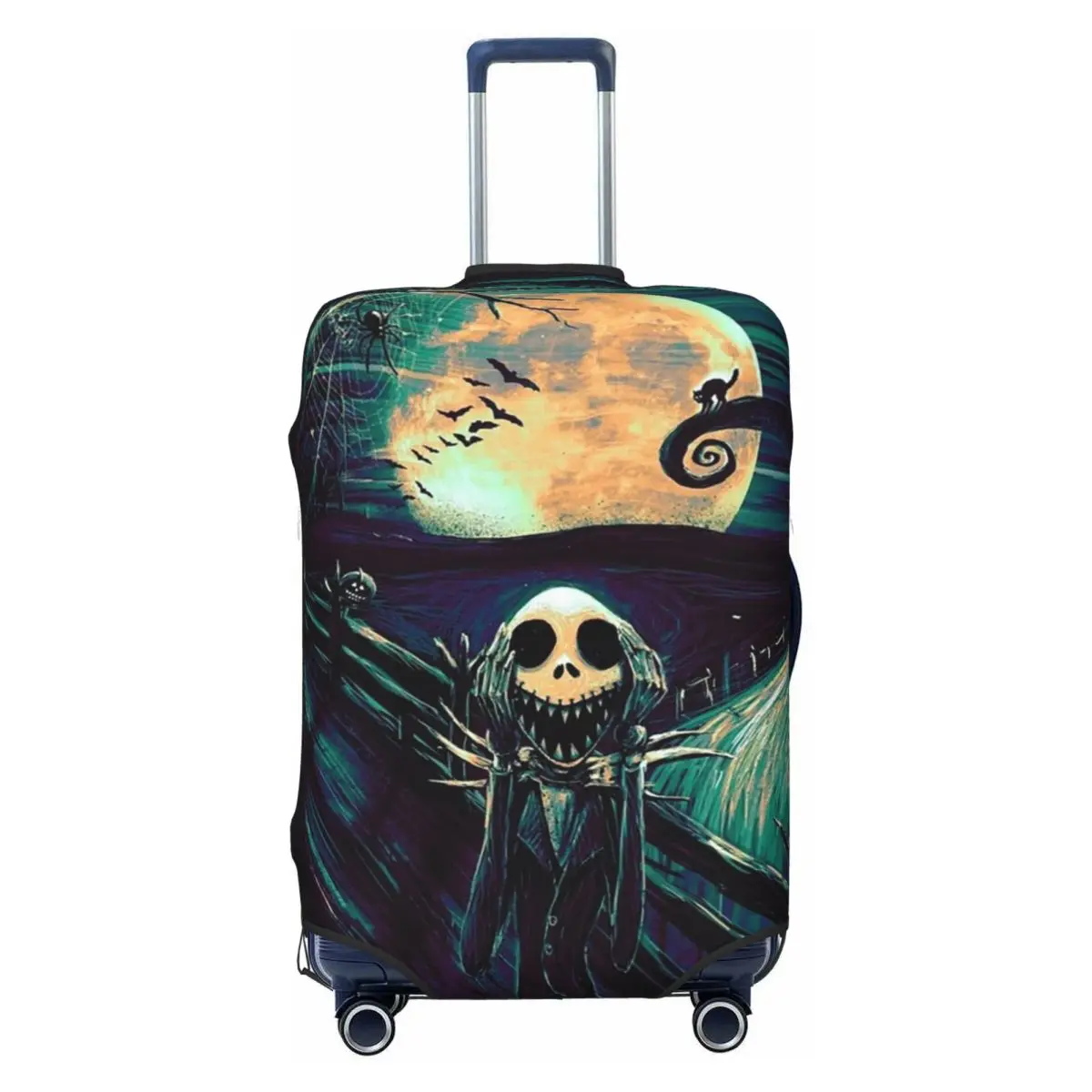 

Skellingtons Christmas Nightmare Travel Luggage Cover Dust Proof Skeleton Skull Suitcase Cover Protector Fit 18-32 Inch