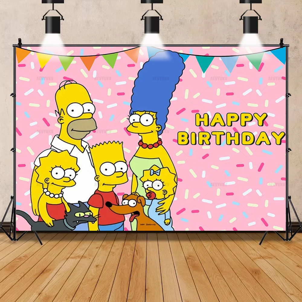 Дисней мультфильм Симпсоны детский день рождения фон украшение комнаты детский душ фон фотостудия баннер реквизит