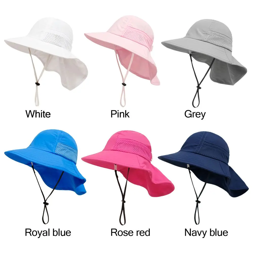 Kids Sun Hat Outdoor Sun Protection Hat with Neck Flap Adjustable Large Brim Summer Beach Play Hat for Boys Girls