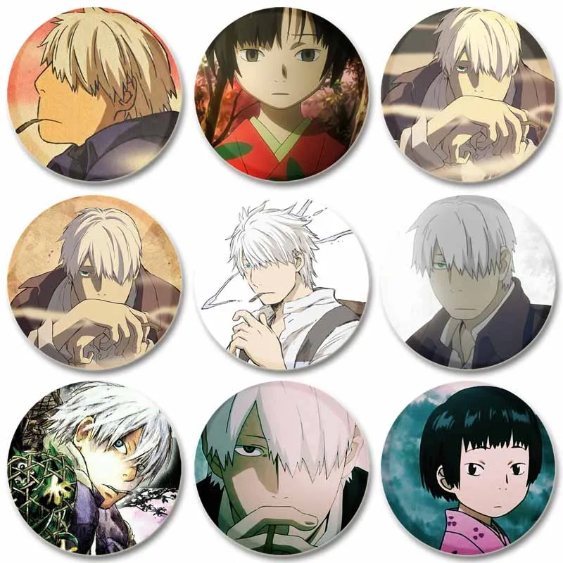 58/32/44mm Anime Mushi-Shi Round Pins Tinplate Badge Custom Cartoon Brooches for Clothes Decoration DIY Fans Collection Gifts