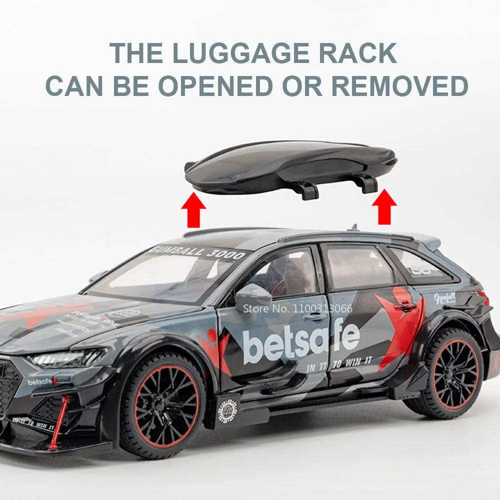 1/24 RS6 Geändert Fahrzeuge Auto Modell Spielzeug Legierung Diecast Mit Zurückziehen Licht & Sound Modell Autos Jungen Geschenke für Kinder