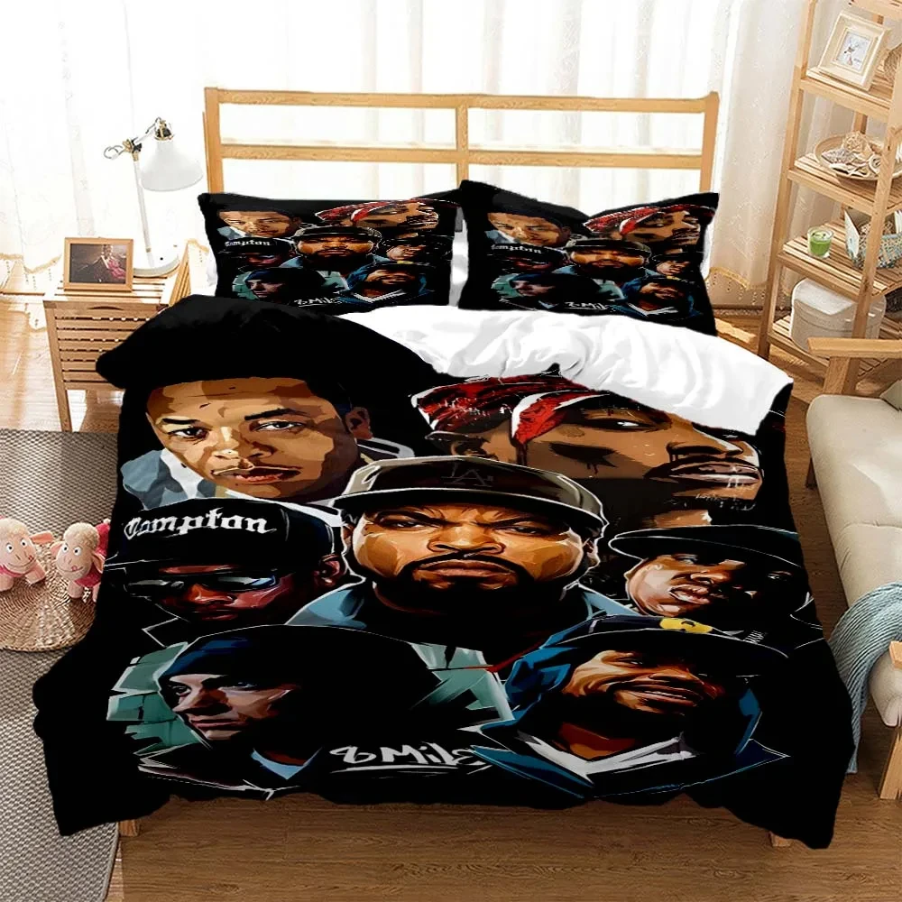 3D Print Hip Hop Rapper Bedding Set Double Twin King Duvet Cover Comforter Pillowcase Boys Girls Adults Bedroom