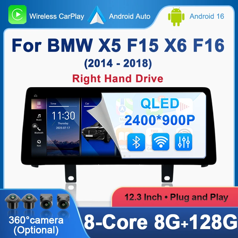 ID5 ID6 UI Android System Wireless Carplay AUTO For BMW X5 F15 X6 F16 2014 - 2018 NBT EVO Right Hand Drvie Car Video Players GPS