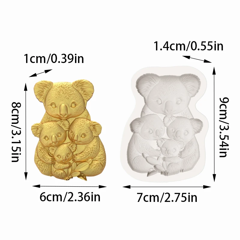 Koala Family Silicone Baking Mold Cute Koala Parent-Child Chocolate Fondant Cake Decoration Mold view 3