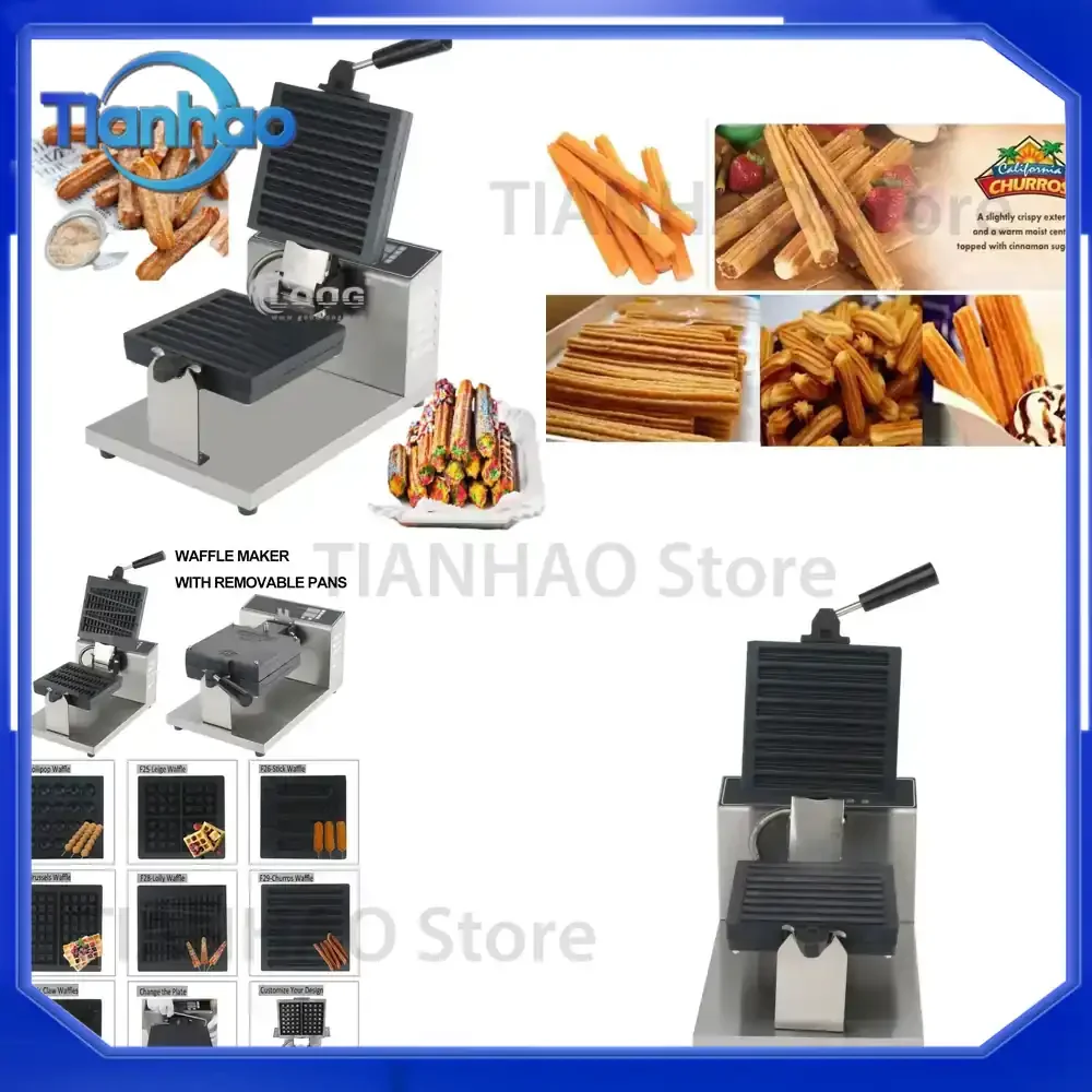 Professional Changeable Pan Waffle Maker Sticks for 110V 220V Waffle Stick Machine Commercial Churros Waffle Maker