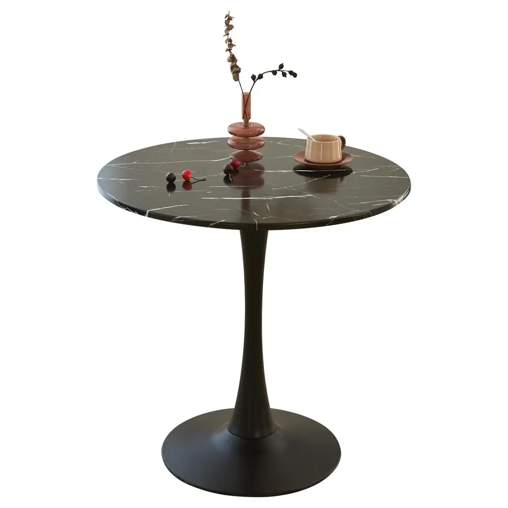 

Dining Tulip Table for 2, MidCentury Modern Table with Sturdy Metal Pedestal for Kitchen, Bistro, Cafe, Leisure Faux Marble Bla