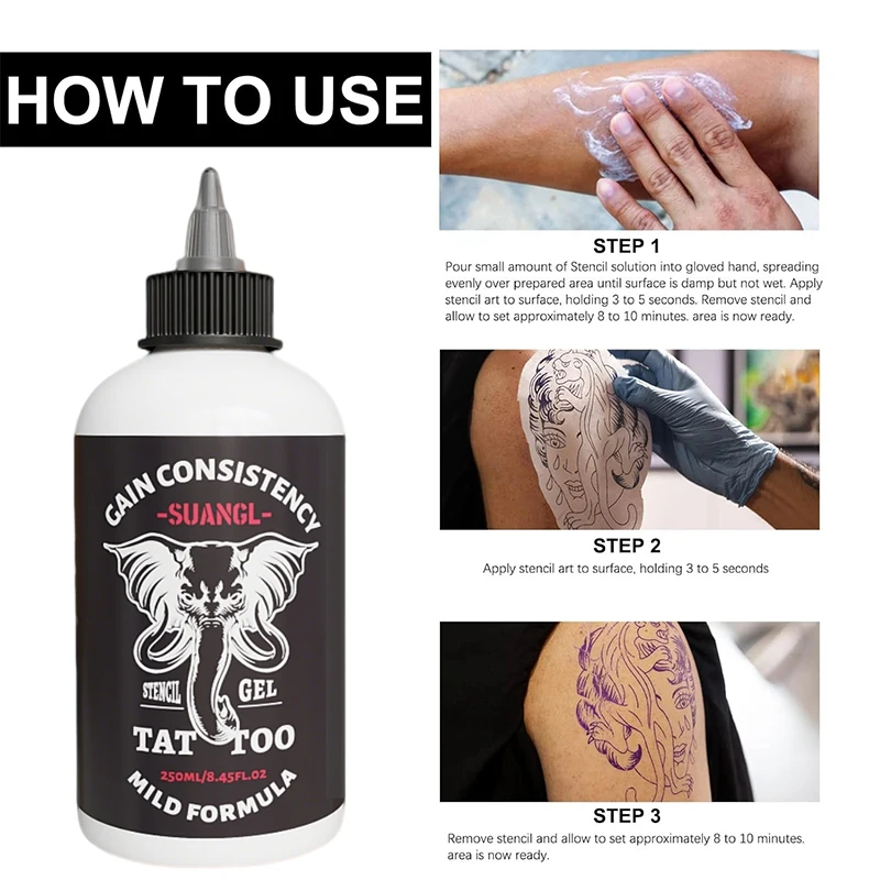 

SUANGL Professional Tattoo Transfer Gel 250ML High Quality Tattoo Supplies Accurate Clear Transfers for Tattoo Studio