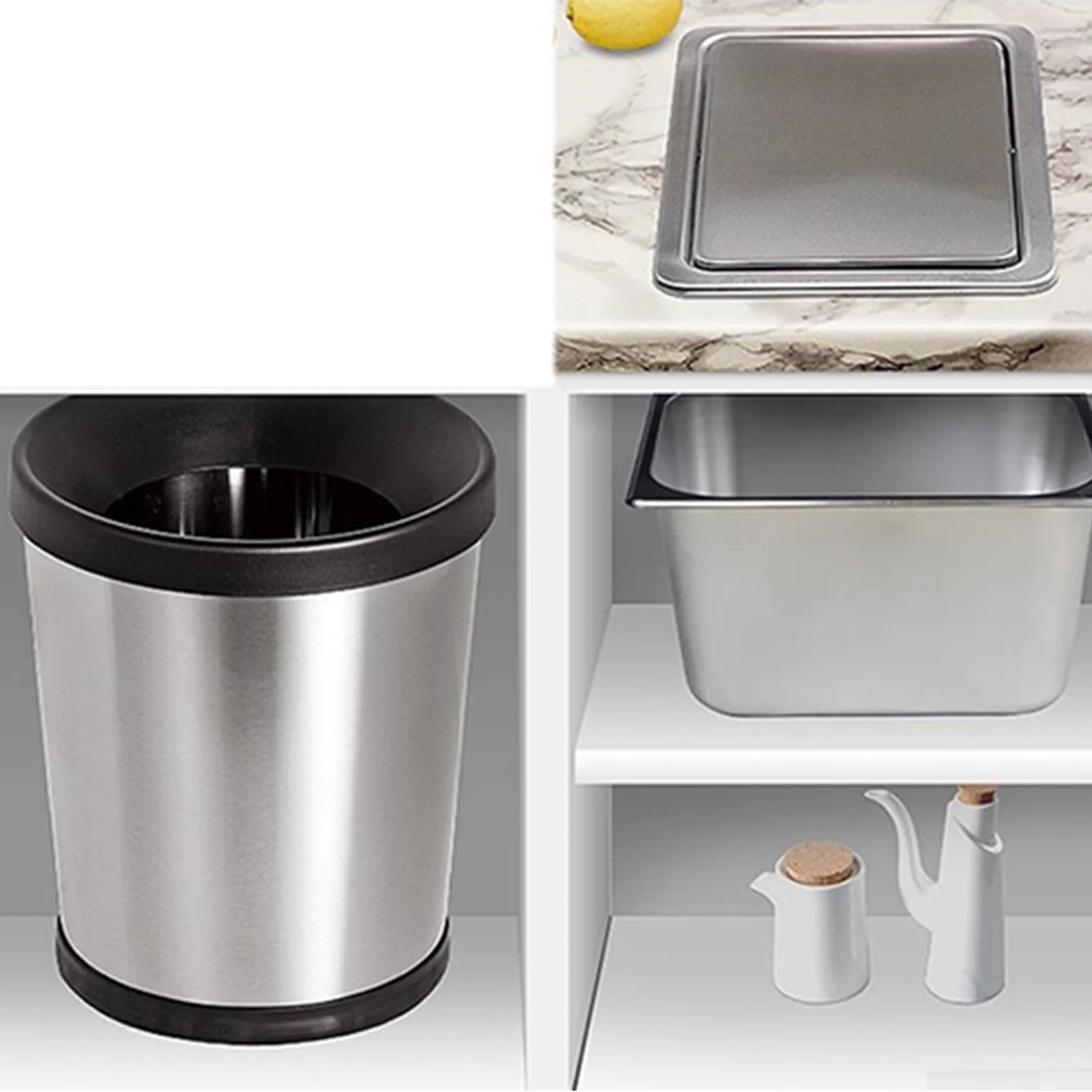 3X Stainless Steel Garbage Flap Lid Trash Bin Cover Flush Built-In Balance Swing Flap Garbage Lid B-B61B