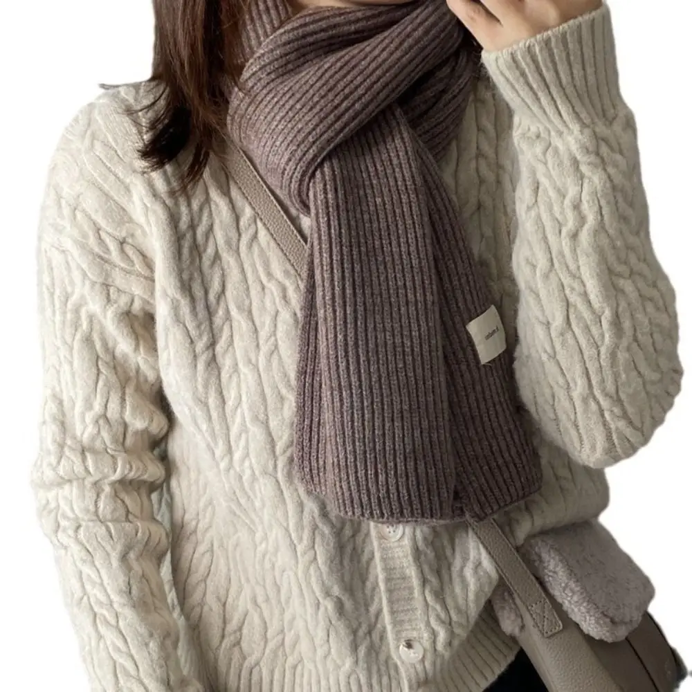 ヴィンテージ無地女性ニットスカーフ防風厚手ロングスカーフソフトネックカバーサーマルネックウォーマー