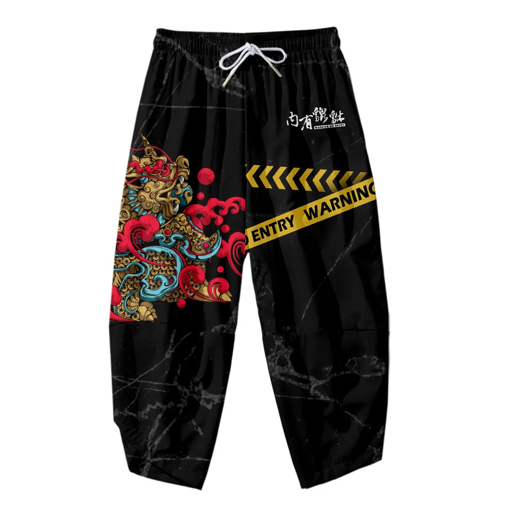 

Japanese Style Harajuku Men Trousers Sakura Samurai Costume Loose Fashion Women Traditional Bloom Pants Haori Kimono Pants