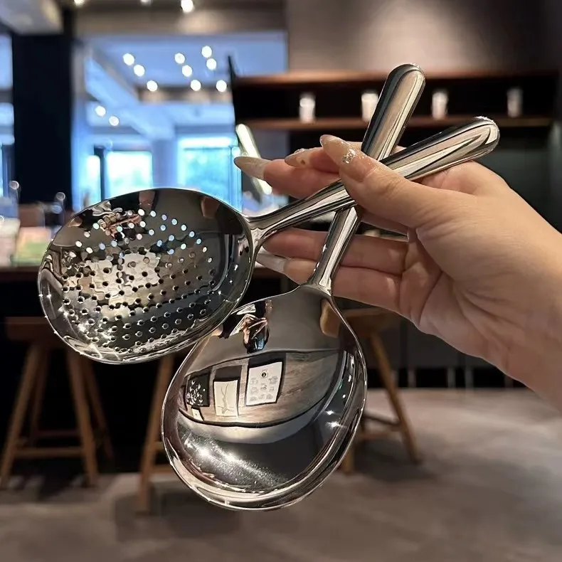Stainless Steel Serving Spoons Large Household Rice Spoons Soup Spoons Strainers and Public Spoons Specially Designed for Hotels