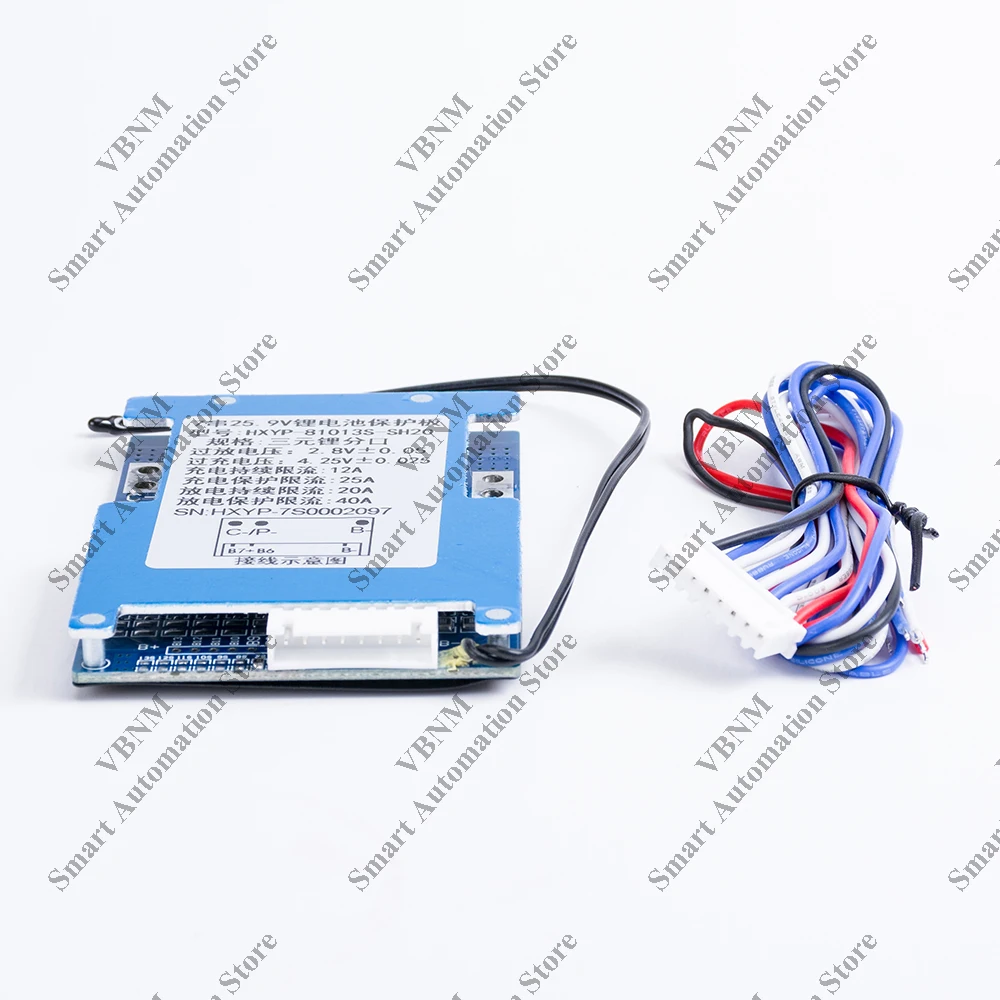 Batería de iones de litio BMS 7S, 25,9 V, 20a, 3,7 V, pasiva equilibrada con protección de temperatura NTC, puerto común para bicicleta eléctrica, 90x60x9mm