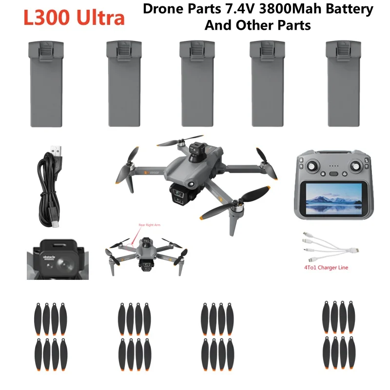 

L300 Ultra GPS пульт дистанционного управления RC Дрон Квадрокоптер запасные части аксессуары 7,4 В 3800 мАч лезвие батареи USB-манипулятор для предотвращения препятствий