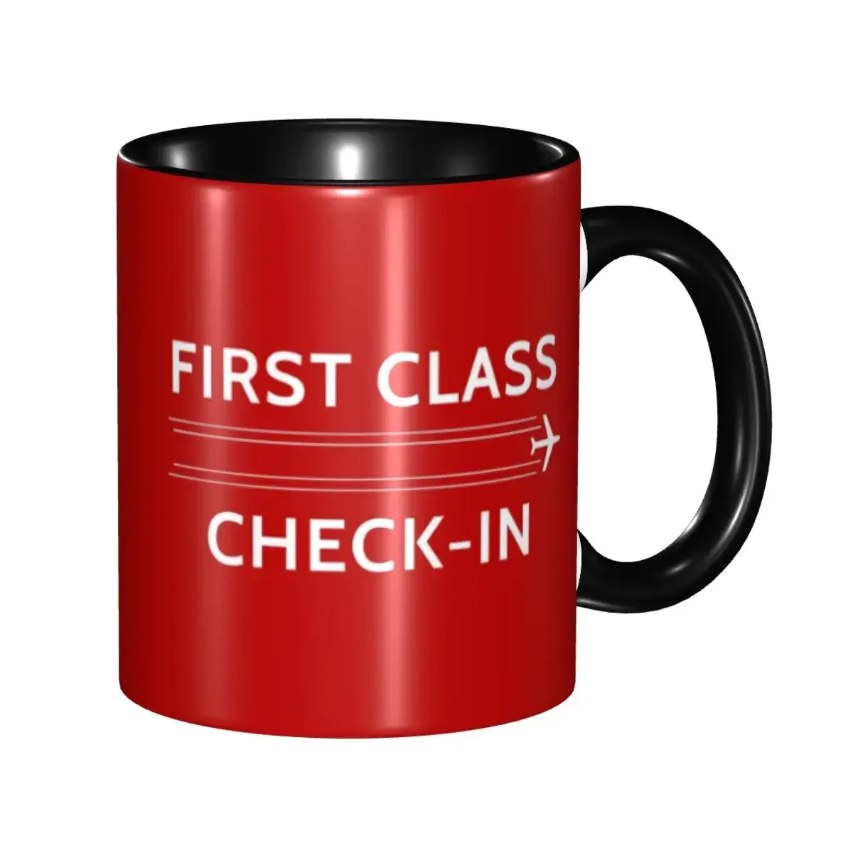 First Class Check-In Sign In Red Coffee Mug DIY Custom Aviation Aviator Plane Entrance Ceramic Milk Tea Mug Cup