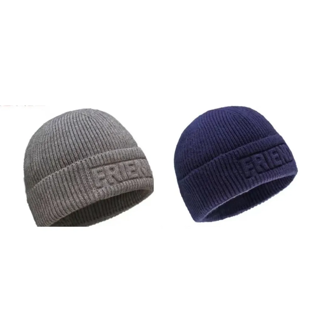 

Fashion Head Headwear Cap Hugger Toque Stocking Watch Men Embossed Knitted Hat style Versatile Winter Men Warm Inspection 2M52