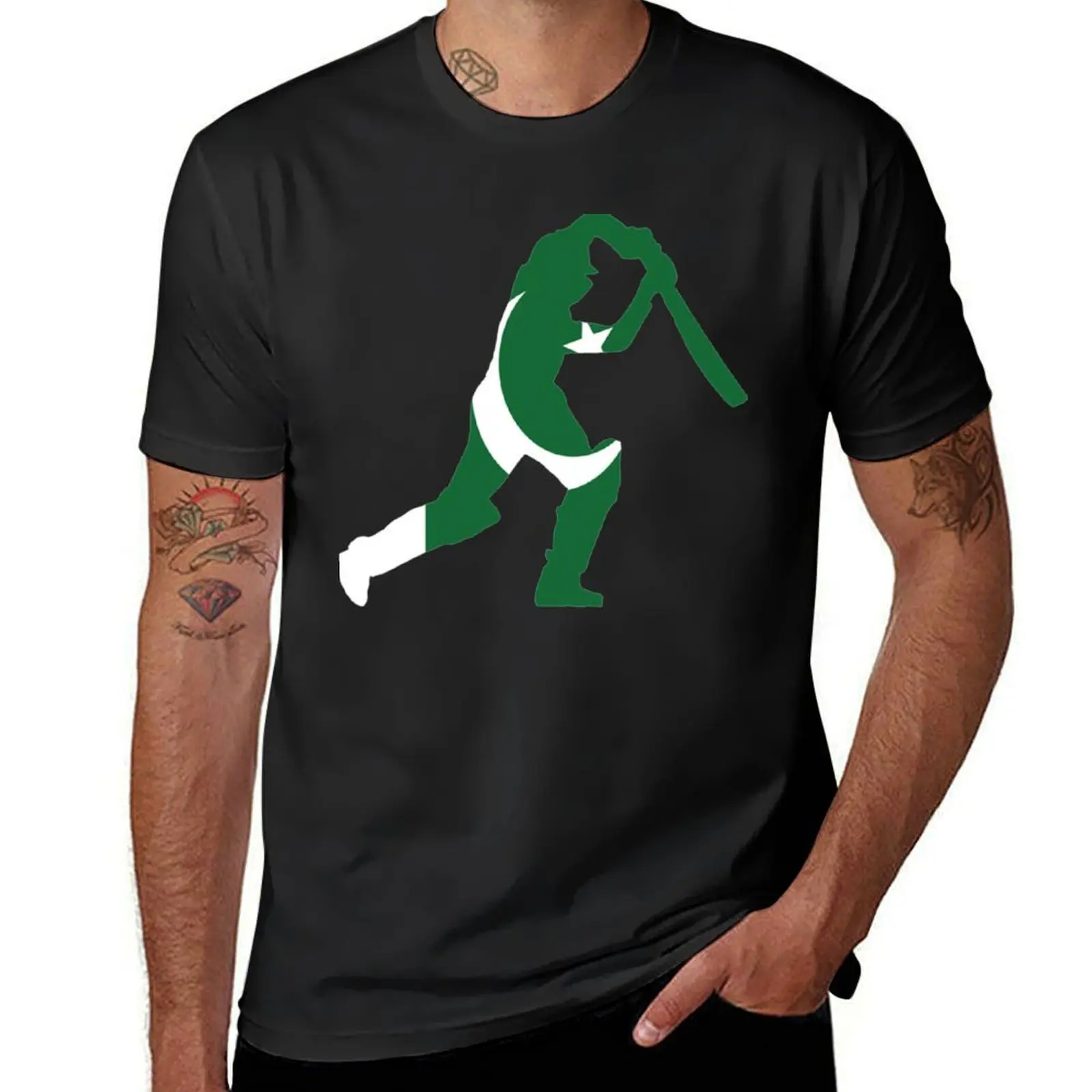 

Pakistan Flag and Batsman for Cricket Team Fan T-Shirt anime Personalized t-shirt fashion shirts t shirts for men graphic