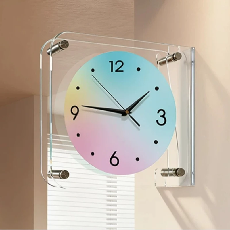 Aesthetic Double-sided Wall Clock Elegant Modern Home Corner Wall Clock Noiseless Art Decoration Clocks Living Room Ornaments