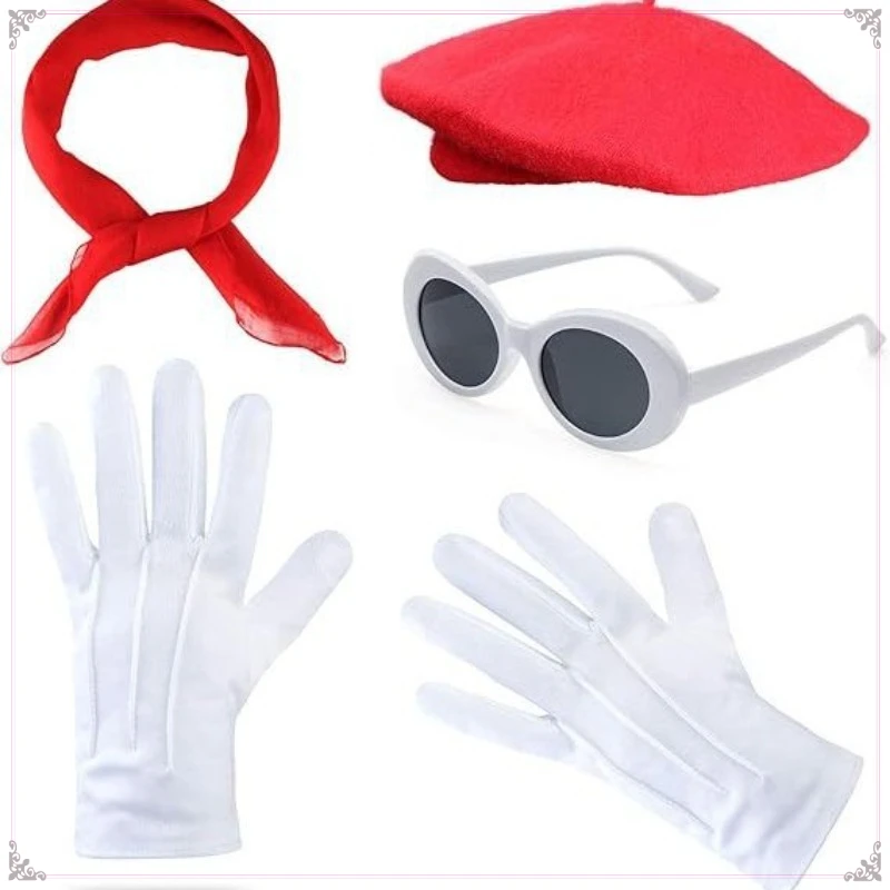 الأزياء والاكسسوارات الفرنسية موضوع حزب كيت قبعة الهيب هوب نظارات وشاح بروش للحفلات التنكرية #5