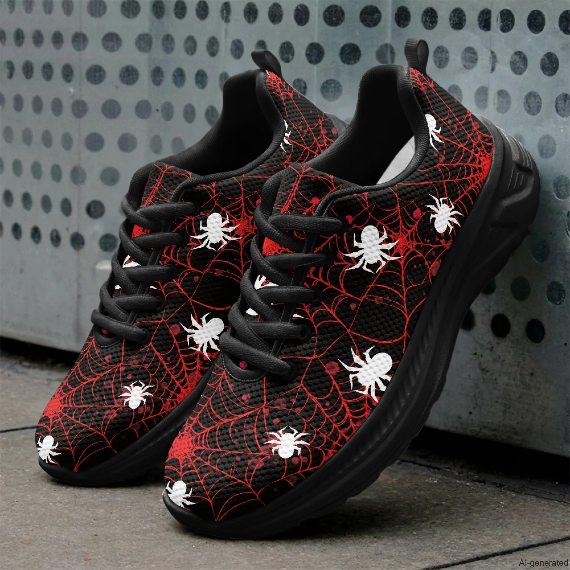 XIXIRIMIDO Running Shoes for Men Breathable Mesh Casual Walking Shoes for Women Spider Web Print Workout Gym Sneakers 35-48